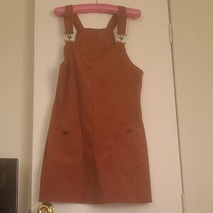 Brown Corduroy Overalls Dress